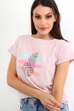 T-SHIRT DAMSKI Z NADRUKIEM ANANAS