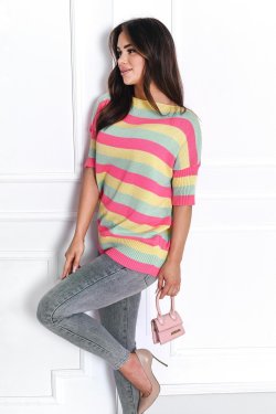 SWETER DAMSKI W KOLOROWE PASKI ELIZA