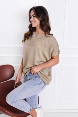 BLUZKA DZIANINOWA DAMSKA CASSY CIEMNY BEŻ