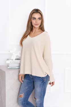 SWETER DAMSKI OVERSIZE Z ROZCIĘCIAMI PO BOKACH MARIETTA