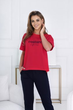 BAWEŁNIANY BASICOWY T-SHIRT DAMSKI OVERSIZE Z KRÓTKIM RĘKAWEM COUTURE