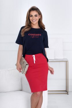 BAWEŁNIANY BASICOWY T-SHIRT DAMSKI OVERSIZE Z KRÓTKIM RĘKAWEM COUTURE