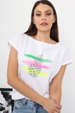 T-SHIRT DAMSKI Z NADRUKIEM ANANAS