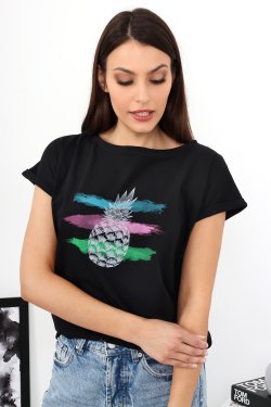 T-SHIRT DAMSKI Z NADRUKIEM ANANAS