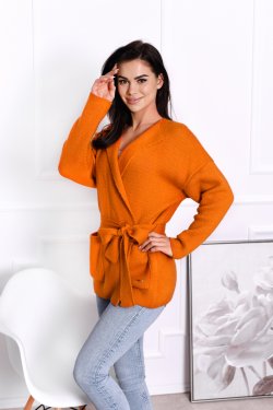 KRÓTKI KARDIGAN - SWETER DAMSKI Z PASKIEM VERONA