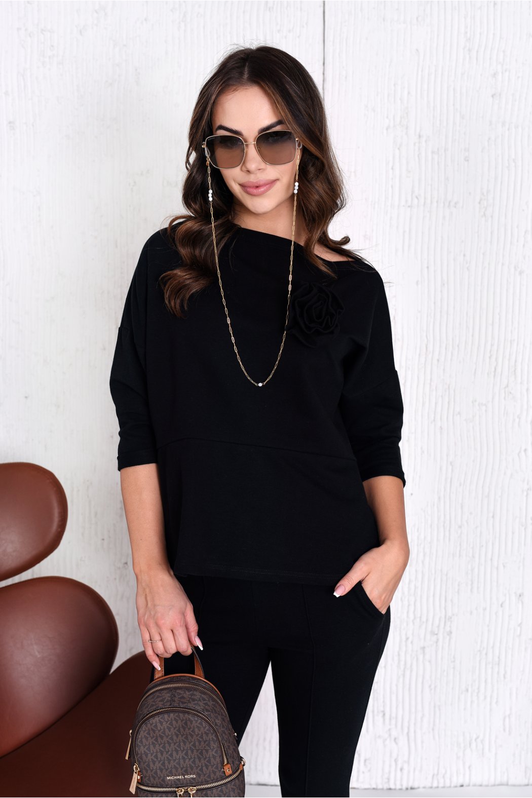 BLUZA DAMSKA Z KWIATEM ROSA