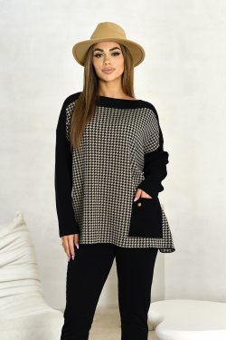 SWETER DAMSKI OVERSIZE W PEPITKĘ- TAYLOR