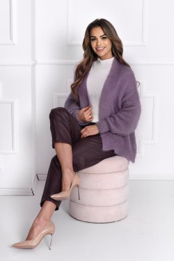 KRÓTKI KARDIGAN DAMSKI BEZ ZAPIĘCIA - VIOLET