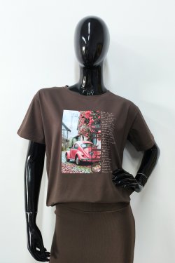 T-SHIRT DAMSKI Z NADRUKIEM - BON VOYAGE