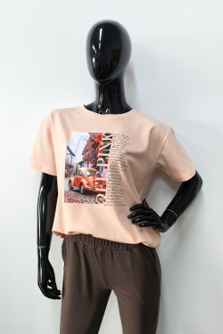 T-SHIRT DAMSKI Z NADRUKIEM - BON VOYAGE