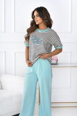 BLUZA DAMSKA W PASKI Z KRÓTKIM RĘKAWEM - CIAO