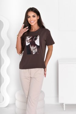 T-SHIRT DAMSKI BAWEŁNIANY Z NADRUKIEM - NAOMI