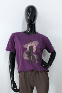 T-SHIRT DAMSKI BAWEŁNIANY Z NADRUKIEM - CAMISA