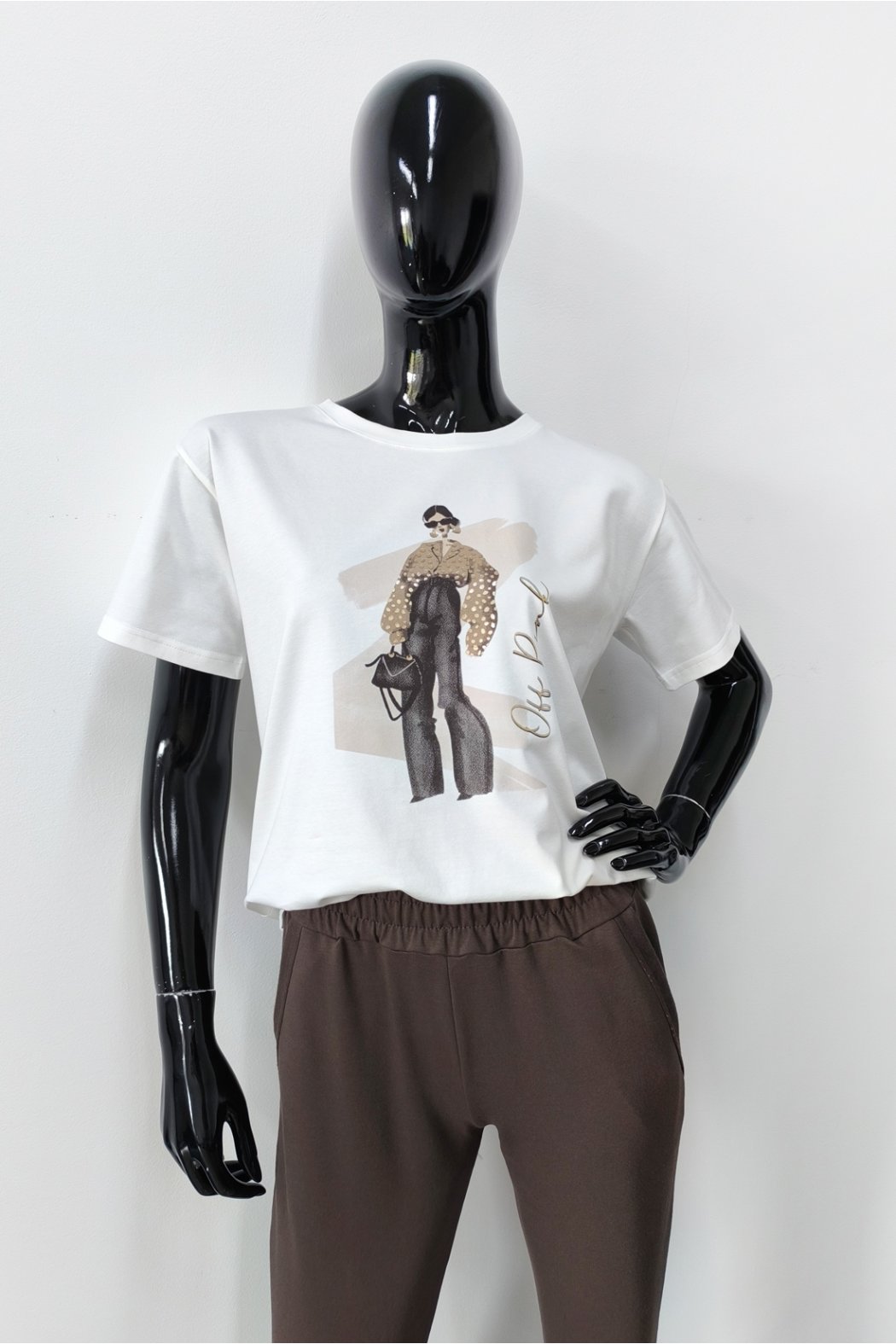 T-SHIRT DAMSKI BAWEŁNIANY Z NADRUKIEM - CAMISA