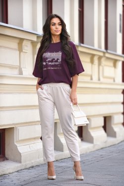 T-SHIRT DAMSKI BAWEŁNIANY Z NADRUKIEM - KONIE