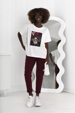 T-SHIRT DAMSKI BAWEŁNIANY Z NADRUKIEM - ZIA
