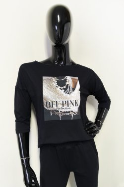 BLUZKA DAMSKA Z NADRUKIEM I 3/4 RĘKAWEM - OMARI