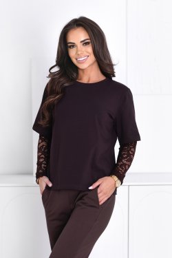 BLUZKA DAMSKA Z KORONKOWYM RĘKAWEM VERSA