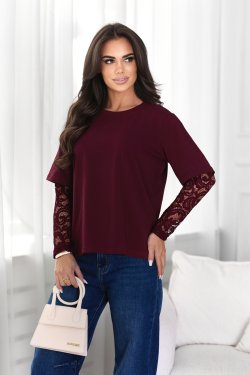 BLUZKA DAMSKA Z KORONKOWYM RĘKAWEM VERSA