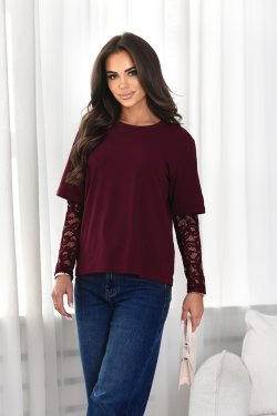 BLUZKA DAMSKA Z KORONKOWYM RĘKAWEM VERSA