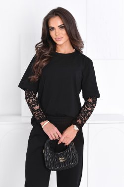 BLUZKA DAMSKA Z KORONKOWYM RĘKAWEM VERSA