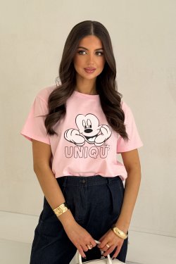 BAWEŁNIANY T-SHIRT Z NADRUKIEM UNIQUE