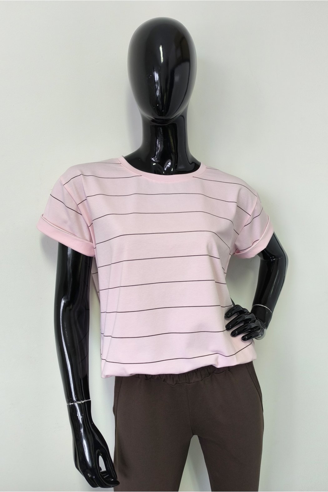 BAWEŁNIANY T-SHIRT W PASKI...