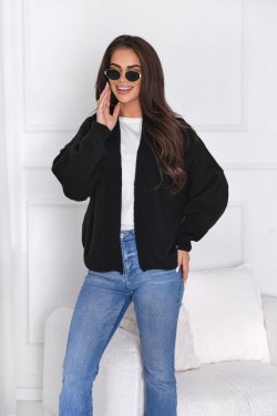 KARDIGAN DAMSKI W PASKI / JEDNOKOLOROWY BEZ ZAPIĘCIA - KIM