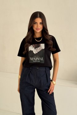 T-SHIRT DAMSKI BAWEŁNIANY Z NADRUKIEM -  TERI