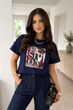 BAWEŁNIANY T-SHIRT Z NADRUKIEM BLINK