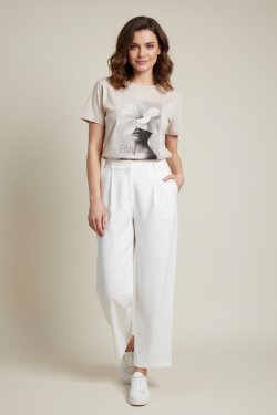 BAWEŁNIANY T-SHIRT Z NADRUKIEM BIANKO