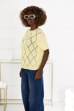 SWETER DAMSKI AŻUROWY WZÓR W ROMBY CELESTA