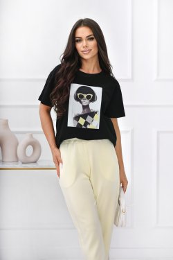 BAWEŁNIANY T-SHIRT Z NADRUKIEM PEGGY