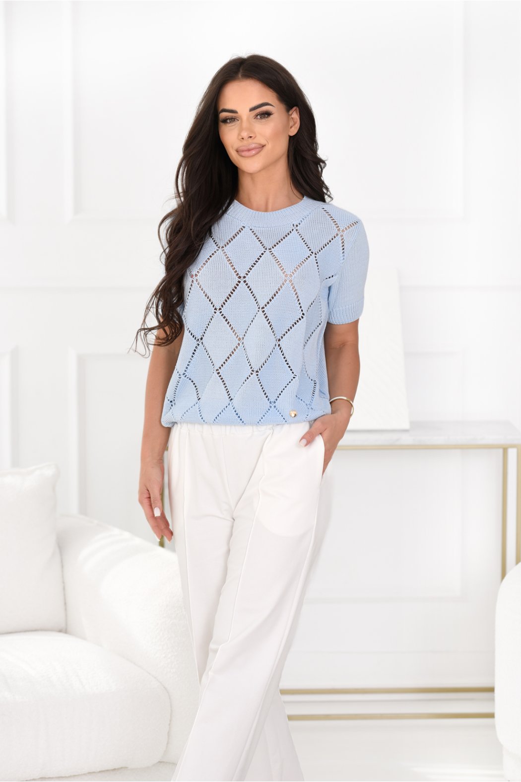 SWETER DAMSKI AŻUROWY WZÓR...