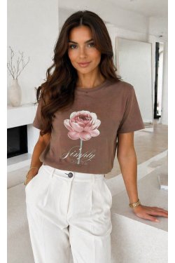 BAWEŁNIANY T-SHIRT Z NADRUKIEM FLIRENTINA