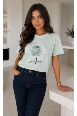 BAWEŁNIANY T-SHIRT Z NADRUKIEM FLIRENTINA