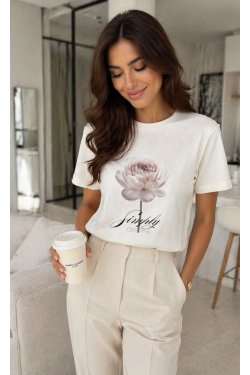 BAWEŁNIANY T-SHIRT Z NADRUKIEM FLIRENTINA