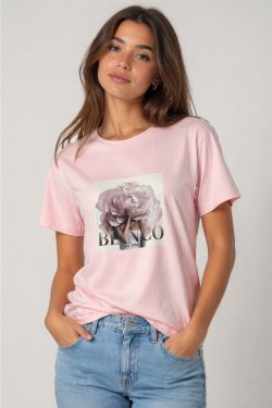 BAWEŁNIANY T-SHIRT Z NADRUKIEM ROSARIO