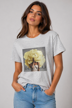 BAWEŁNIANY T-SHIRT Z NADRUKIEM ROSARIO