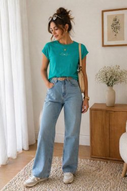 BAWEŁNIANA BLUZKA Z MINIMALISTYCZNYM NADRUKIEM I DŻETAMI GRAZIA