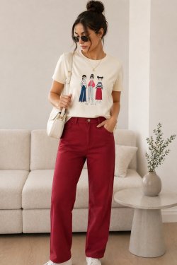 BAWEŁNIANY T-SHIRT Z NADRUKIEM MODELS