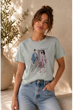 T-SHIRT Z NADRUKIEM MODA