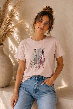 T-SHIRT Z NADRUKIEM MODA