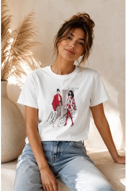 T-SHIRT Z NADRUKIEM MODA