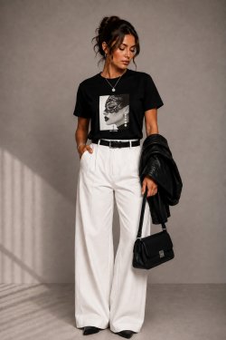 T-SHIRT Z NADRUKIEM NOIR