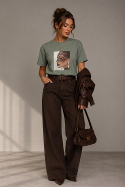 T-SHIRT Z NADRUKIEM NOIR