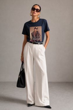 T-SHIRT Z NADRUKIEM ELEGANZA